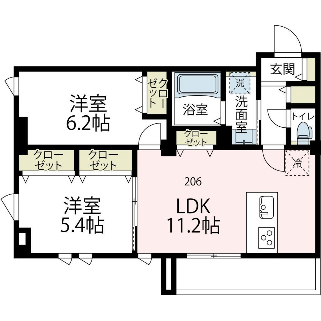 ニューグランデュールⅡ(2LDK/2階)の間取り写真