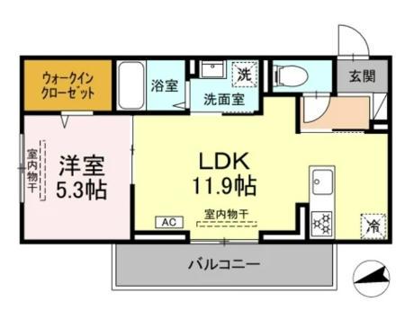 アンソレイユ宮ノ上(1LDK/3階)の間取り写真