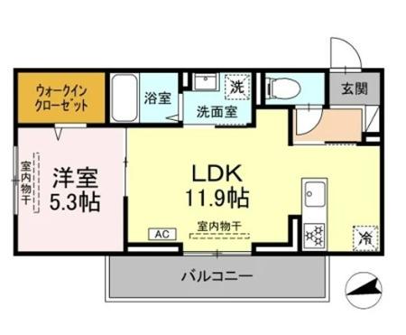 アンソレイユ宮ノ上(1LDK/2階)の間取り写真