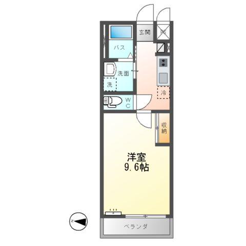 グランディール小田原(1K/2階)の間取り写真