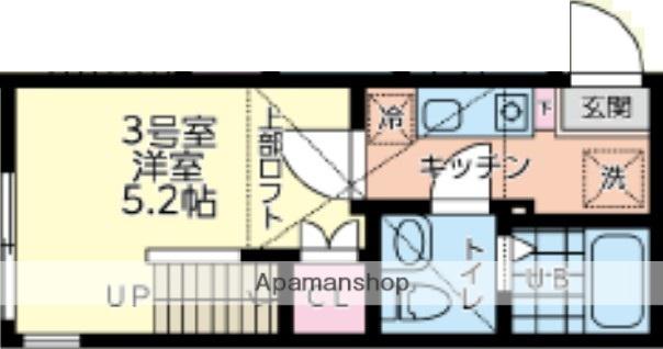 MOUHAUS淵野辺(1K/2階)の間取り写真