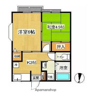 メゾン薫(2K/1階)の間取り写真