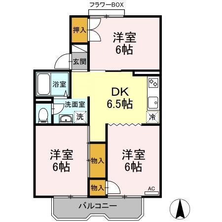 ルネ松洋(3DK/2階)の間取り写真