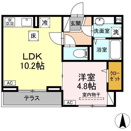 D PAINA 今井南町(1LDK/1階)の間取り写真