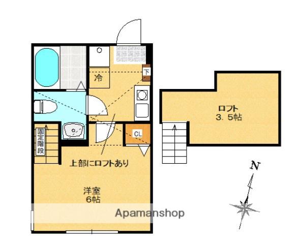 リッツ北里(1K/2階)の間取り写真