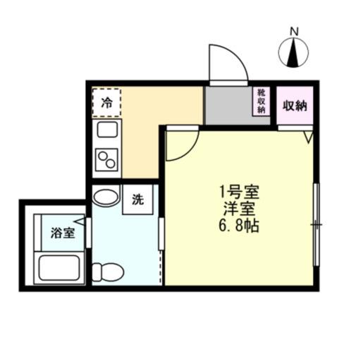 ベイルーム大和(1K/2階)の間取り写真
