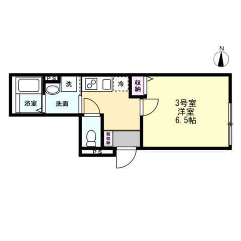 ベイルーム大和(1K/3階)の間取り写真