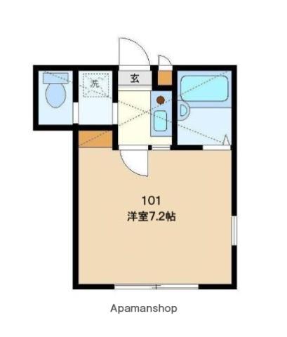 ロジュマン鹿沼台(1K/1階)の間取り写真
