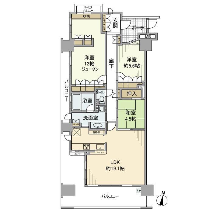 グランシーズン相模大野(3LDK/2階)の間取り写真