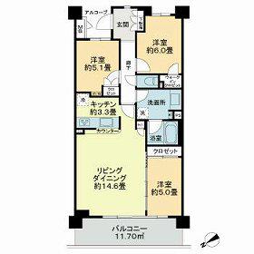 グレーシアパーク仲町台(3LDK/5階)の間取り写真
