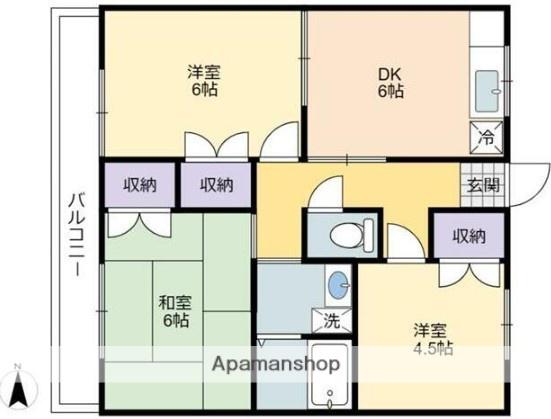 ハイライズ杉山参番館(3DK/2階)の間取り写真
