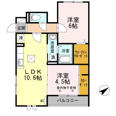 エスポワール三番館(2LDK/1階)の間取り写真