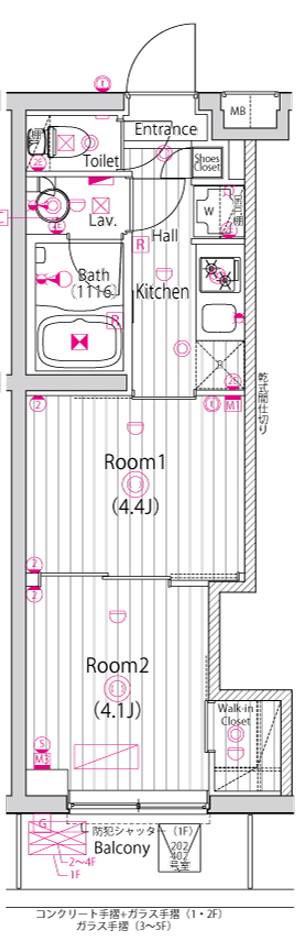 ガーラ・ステーション川崎久地(2K/4階)の間取り写真
