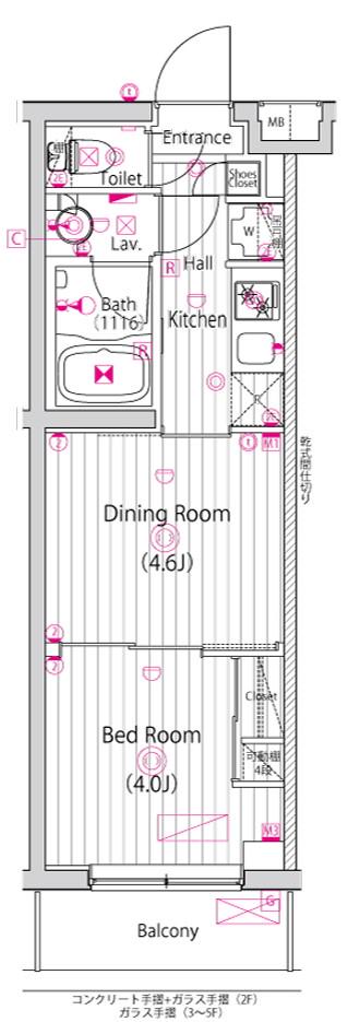 ガーラ・ステーション川崎久地(1DK/4階)の間取り写真