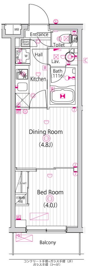 ガーラ・ステーション川崎久地(1DK/4階)の間取り写真