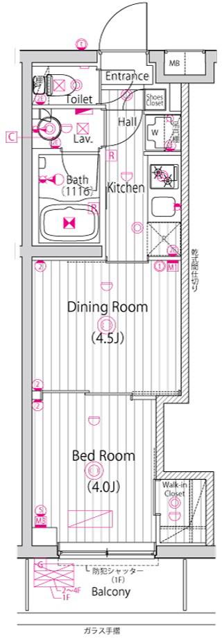 ガーラ・ステーション川崎久地(1DK/1階)の間取り写真