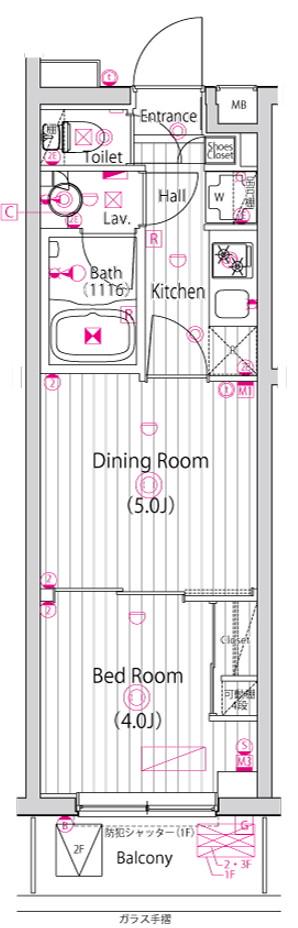 ガーラ・ステーション川崎久地(1DK/2階)の間取り写真
