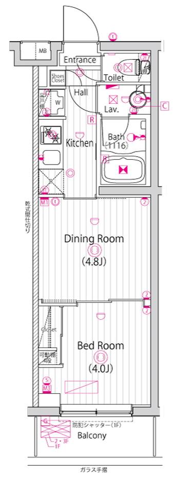 ガーラ・ステーション川崎久地(1DK/2階)の間取り写真
