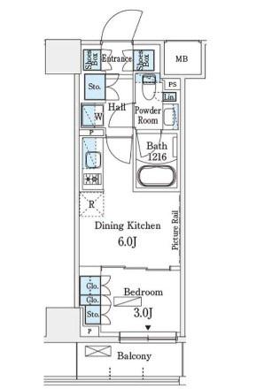 パークアクシス横浜伊勢佐木町通(1DK/10階)の間取り写真
