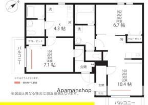 QUIET CRAB HOUSE MIX 鎌倉Ⅱ(1LDK/3階)の間取り写真