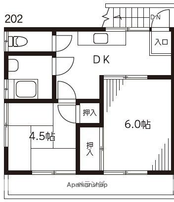 コーポ鴨志田(2DK/2階)の間取り写真