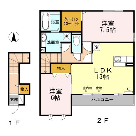 リシェル(2LDK/2階)の間取り写真