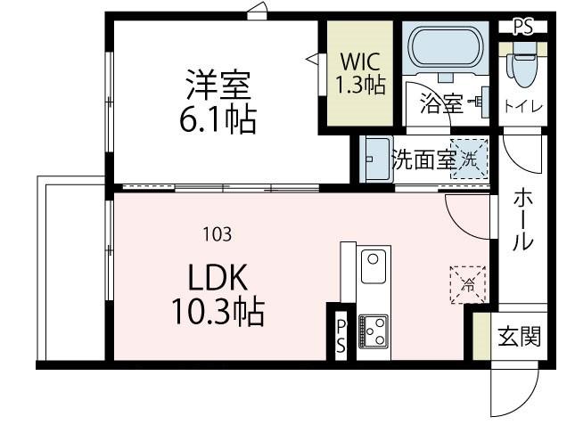ヴァローレⅤ(1LDK/1階)の間取り写真