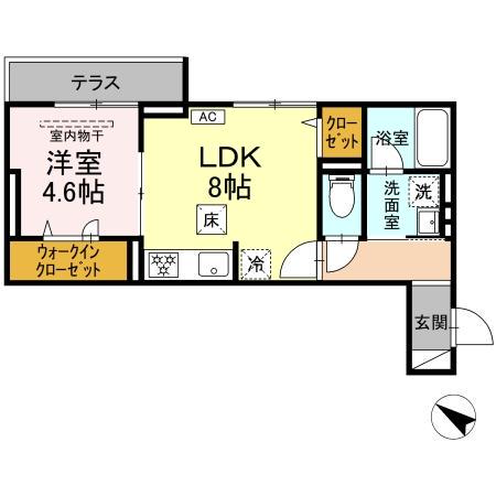 D PAINA 生麦(1LDK/1階)の間取り写真