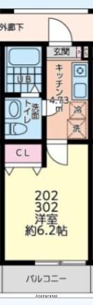 シティハイツ相模台1丁目(1K/2階)の間取り写真