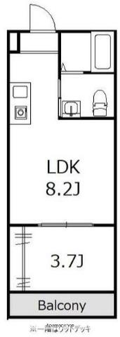 ひなたと春風のラテ(1LDK/3階)の間取り写真