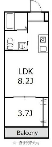 ひなたと春風のラテ(1LDK/3階)の間取り写真
