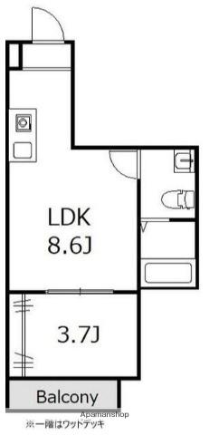 ひなたと春風のラテ(1LDK/1階)の間取り写真