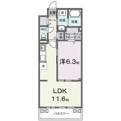 フロレスタ湘南 Ⅲ(1LDK/3階)の間取り写真
