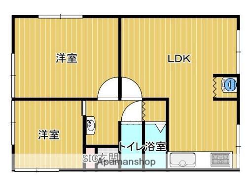 相模鉄道本線 星川駅(神奈川) 徒歩15分 2階建 築56年(2LDK)の間取り写真