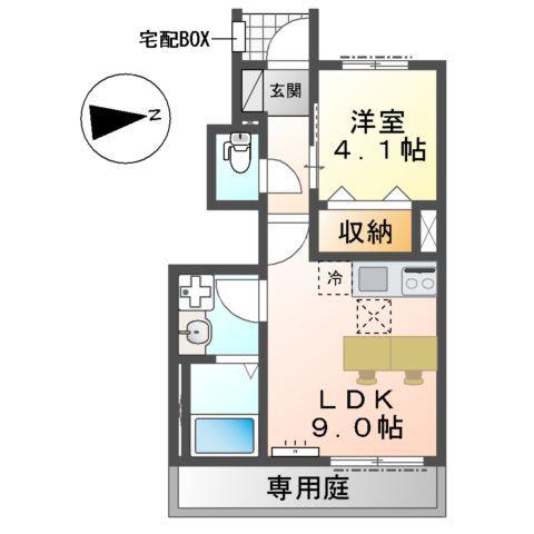 海老名市大谷北アパートⅤ期(1LDK/1階)の間取り写真
