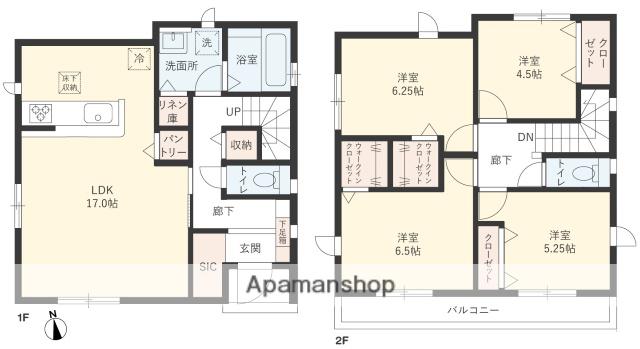 東海道本線 平塚駅 バス乗車時間：25分 岡崎農協前バス停で下車 徒歩6分 2階建 築1年(4LDK)の間取り写真