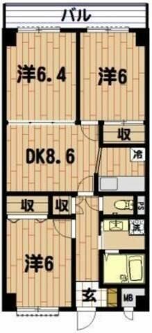 エンゼルハイム綱島第2 6階階 間取り