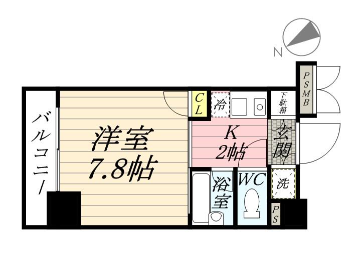 ヴェルステージ関内(1K/9階)の間取り写真