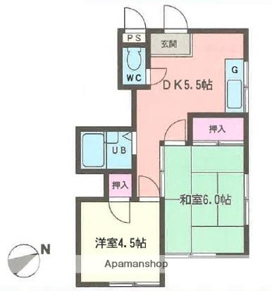 コーポ夢見(2DK/1階)の間取り写真