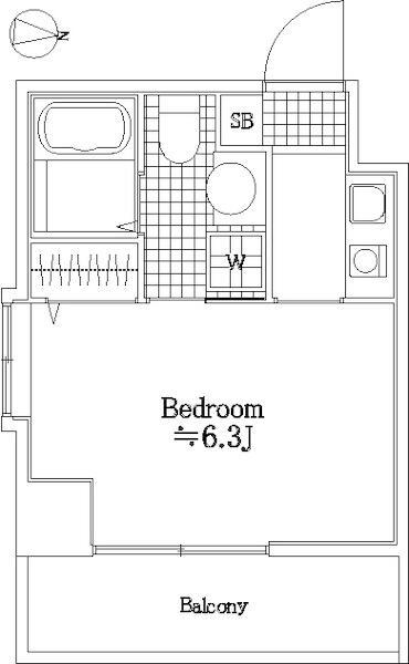 グリフィン横浜・ピュア(ワンルーム/6階)の間取り写真