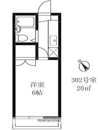 日吉第一QSハイム(1K/3階)の間取り写真
