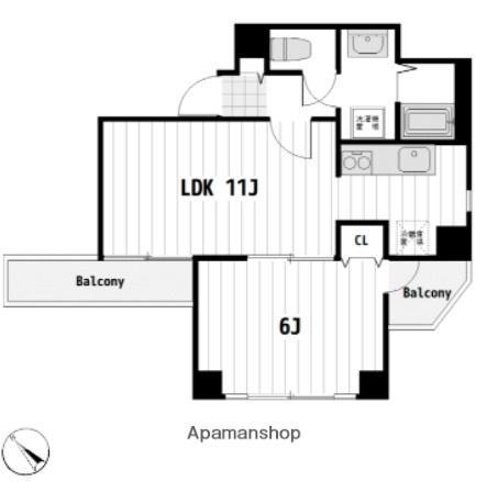 モンシャトー鶴見成和(1LDK/5階)の間取り写真