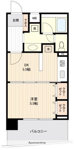 アール・ケープラザ新横浜Ⅱ(1DK/11階)の間取り写真