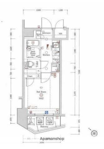 アルテシモアクアリンクヴィスタ(1K/9階)の間取り写真