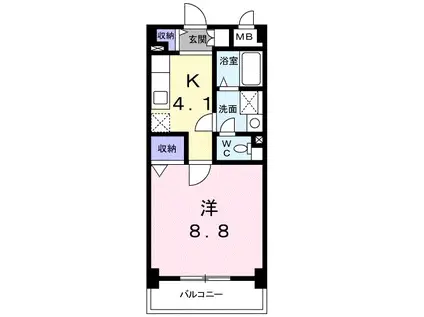 横須賀線 東戸塚駅 徒歩13分 5階建 築21年(1K/4階)の間取り写真