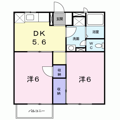 シティハイツ(2DK/2階)の間取り写真