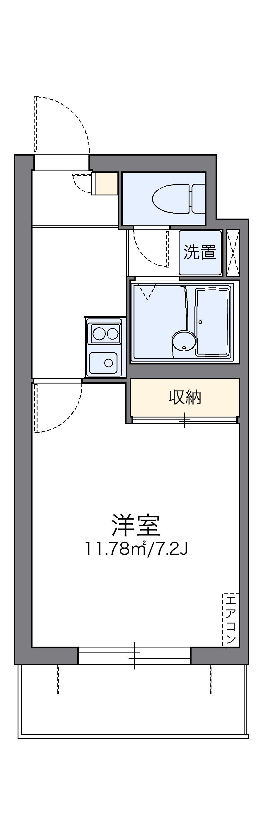 レオパレスカナンの家(1K/4階)の間取り写真