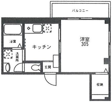 ディアコート Ⅱ(1K/3階)の間取り写真