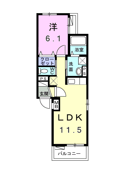 東急田園都市線 鷺沼駅 バス乗車時間：8分 東有馬第一団地前バス停で下車 徒歩2分 3階建 築11年(1LDK/3階)の間取り写真