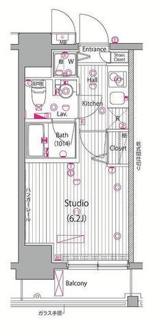 ガーラ・ヴィスタ横濱西口(1K/6階)の間取り写真